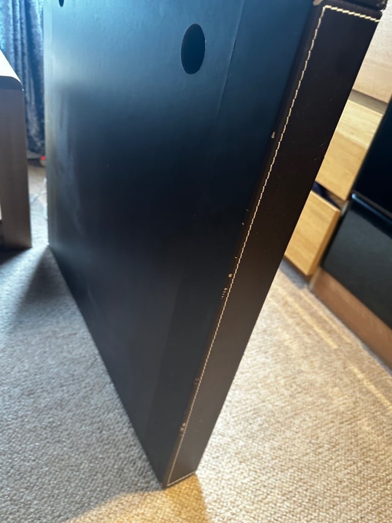Large Faux Leather brown desk with 3 drawers