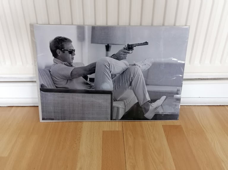 New. Retro Wall Art : Actor STEVE MQUEEN Iconic Black & White Poster. Factory Sealed. 