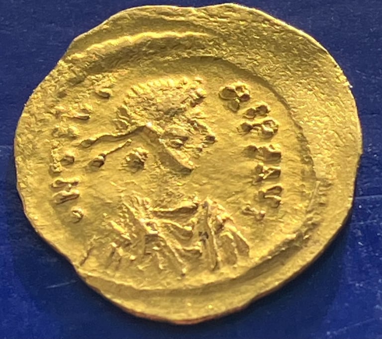 24ct Gold Byzantine Coin Marcie Tiberius Gold Tremissus Roman Coin 582-602AD