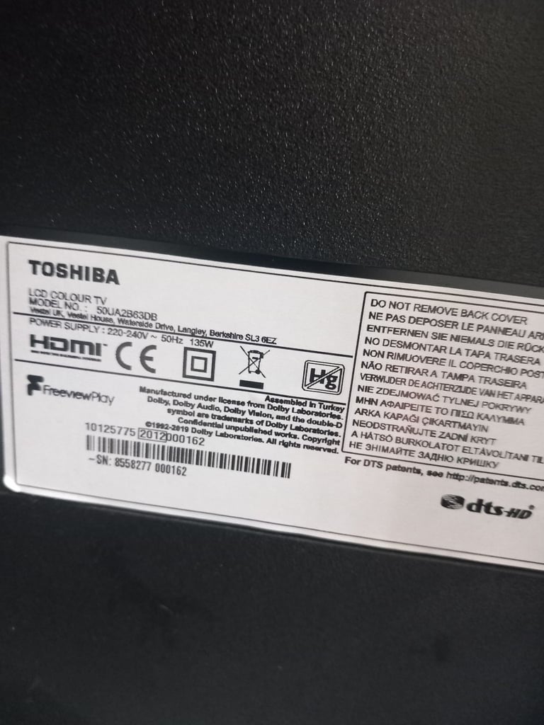 Toshiba 50 inch tv SPARES OR REPAIRS