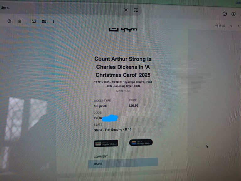 Comedian Count Arthur Strong - 2 tickets, Leamington Spa theatre