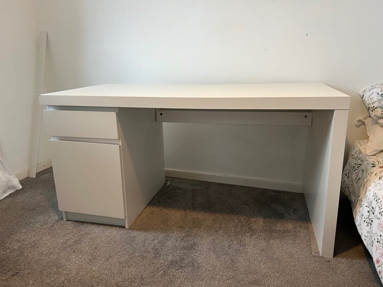 IKEA white malm desk 