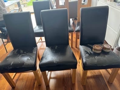 Oak Furnitureland solid oak extendable dining table, bench and 6 chairs