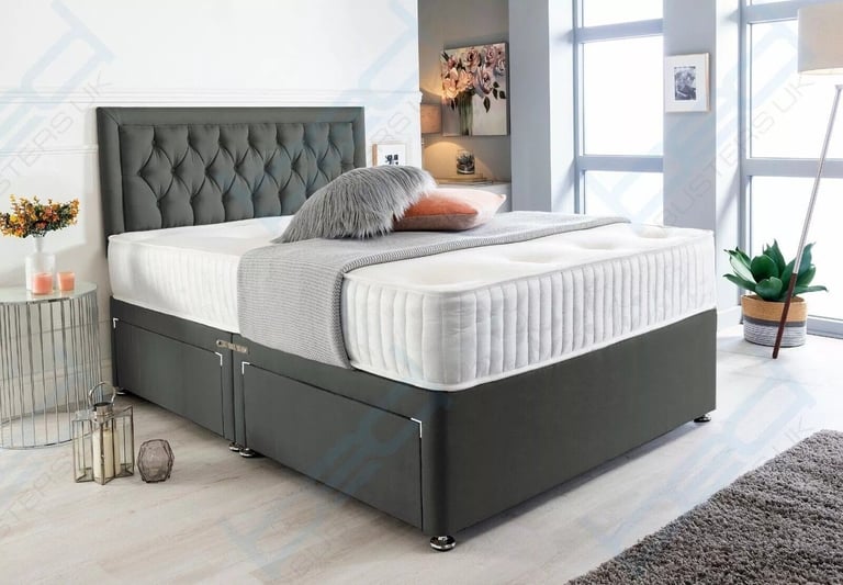 image for Get Now !! Chesterfield Divan bed - Double bed & King size bed With Mattress 