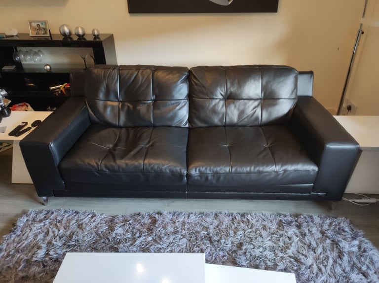 Black leather sofa