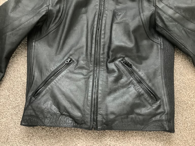 Woman’s black leather dianese jacket with removable body armour