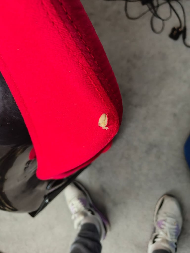 Red fabric bucket seat 