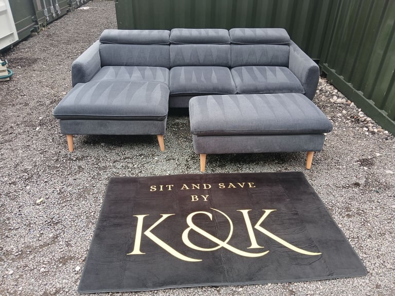 Grey chaise sofa corner L shape 3 seater FULLY CLEANED DELIVERY AVAILABLE 
