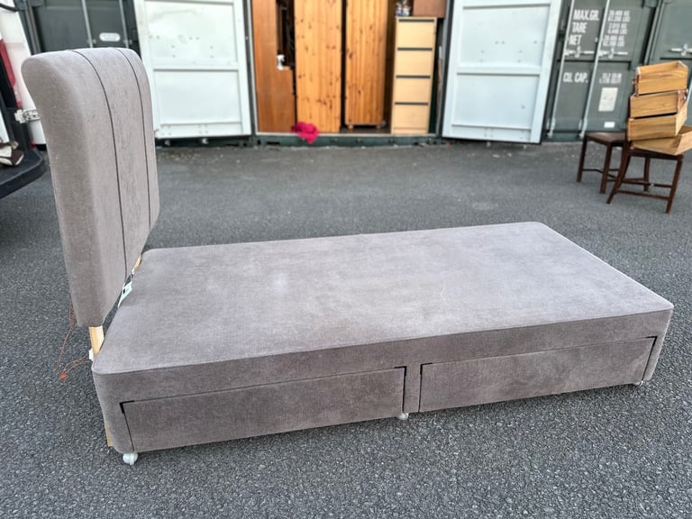 Single divan bed base with two drawers and headboard 
