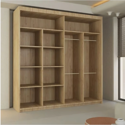 Brand New - Lisbon Mirror Sliding Door Wardrobe - Oak - SAME/NEXT DAY DELIVERY