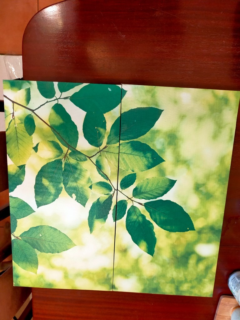 Set of two green leaves reproductions