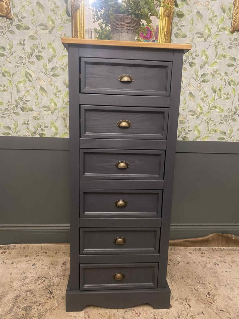 image for 💚 Solid pine tallboy chest of drawers 
