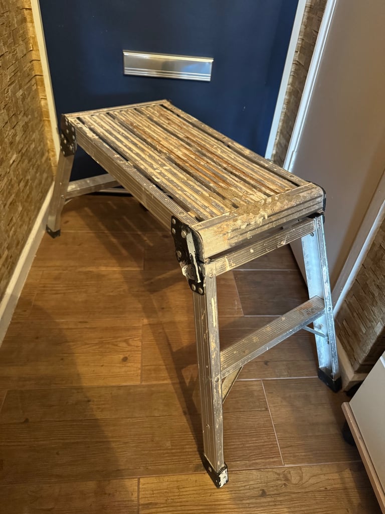 image for ALUMINIUM HOP UP STEP LADDER FOLDING STOOL PLATFORM DIY WORK BENCH HEAVY DUTY