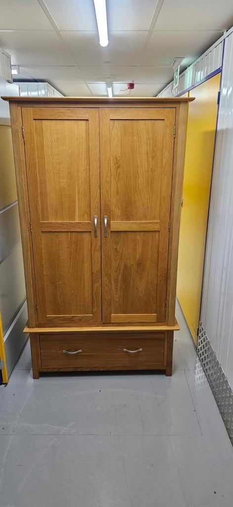 image for Solid oak ladies and gents 2x wardrobe Devon range from Oak World excellent condition