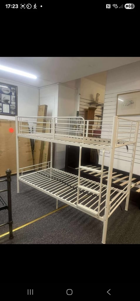 image for White betel bunk beds frame £99  We can supply 2 single mattress  these at the right right money