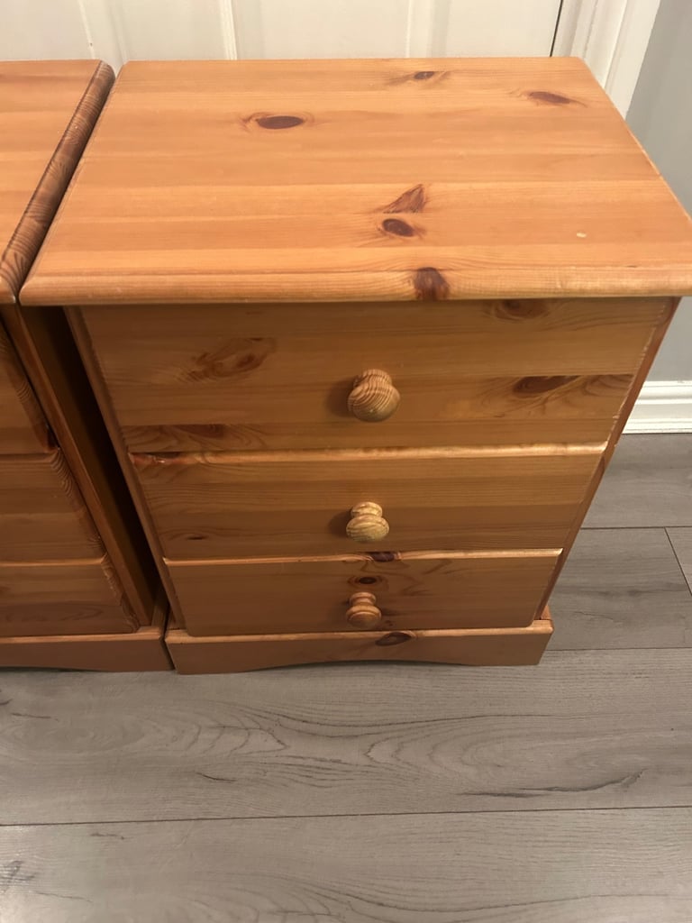 Pine bedside drawers x 2 