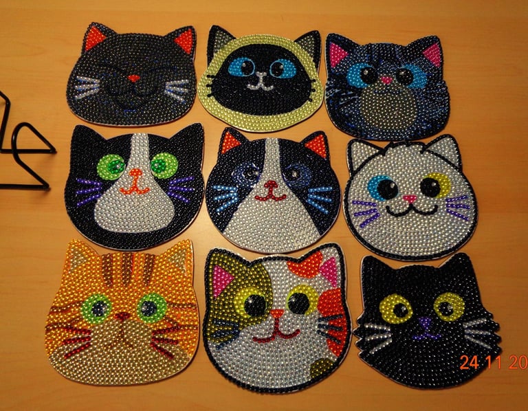 image for Set of 9 Lives Cat Wooden Coasters