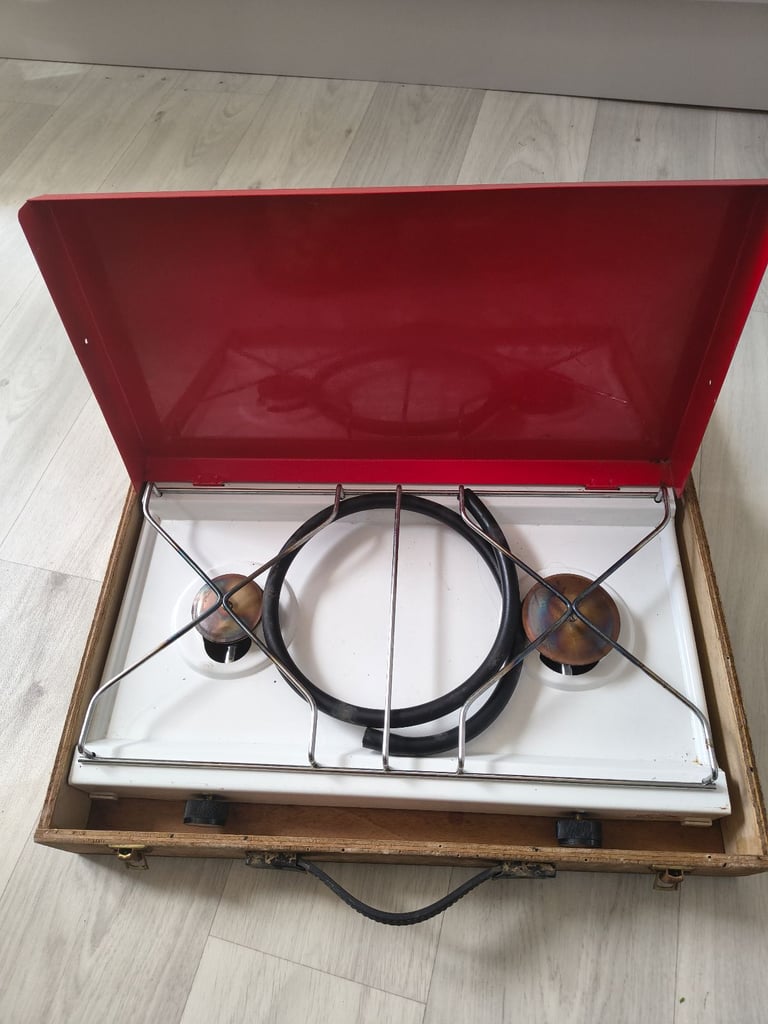 Camping twin gas ring stove cooker