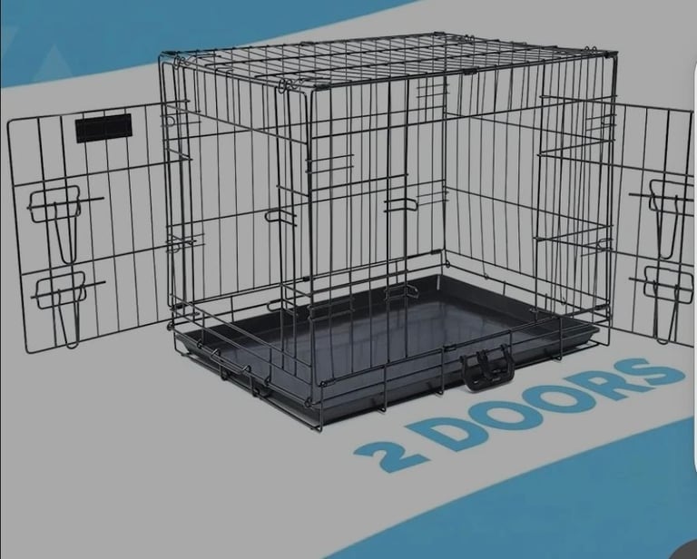 A new still boxed 42-Inch Dog Cage Crate Heavy Duty Black Metal Folding w/ 2 Doors 
