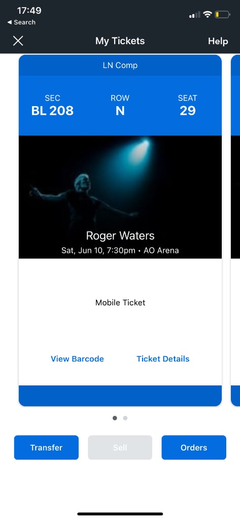 Two Roger waters tickets
