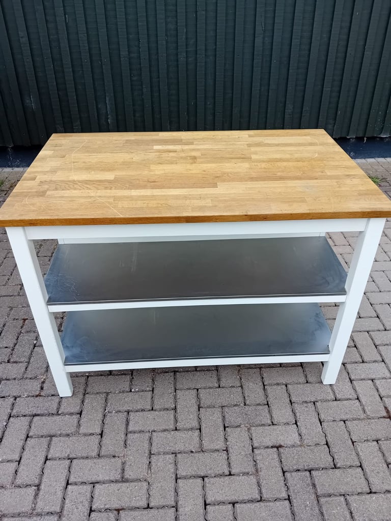 Space Enhancing Ikea Stenstorp Solid Oak Top Kitchen Island 