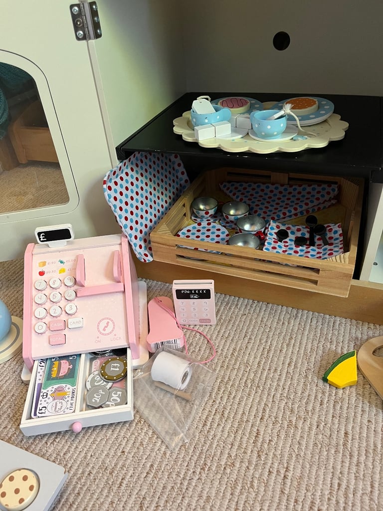 Wooden Kitchen with Wooden Appliances, Food and Accessories