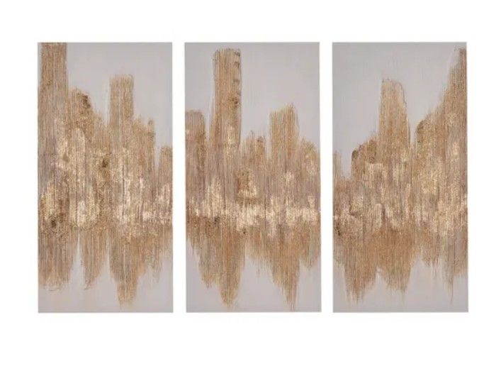 image for BRAND NEW - Set of 3 Gold Foil Panel Canvases £70