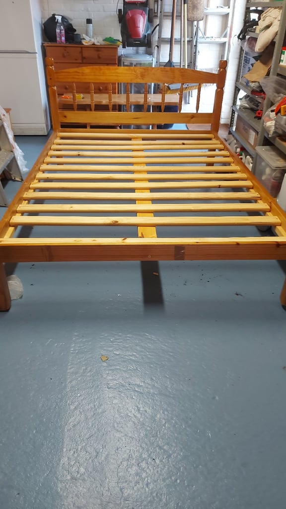 image for Pine wood double bed frame