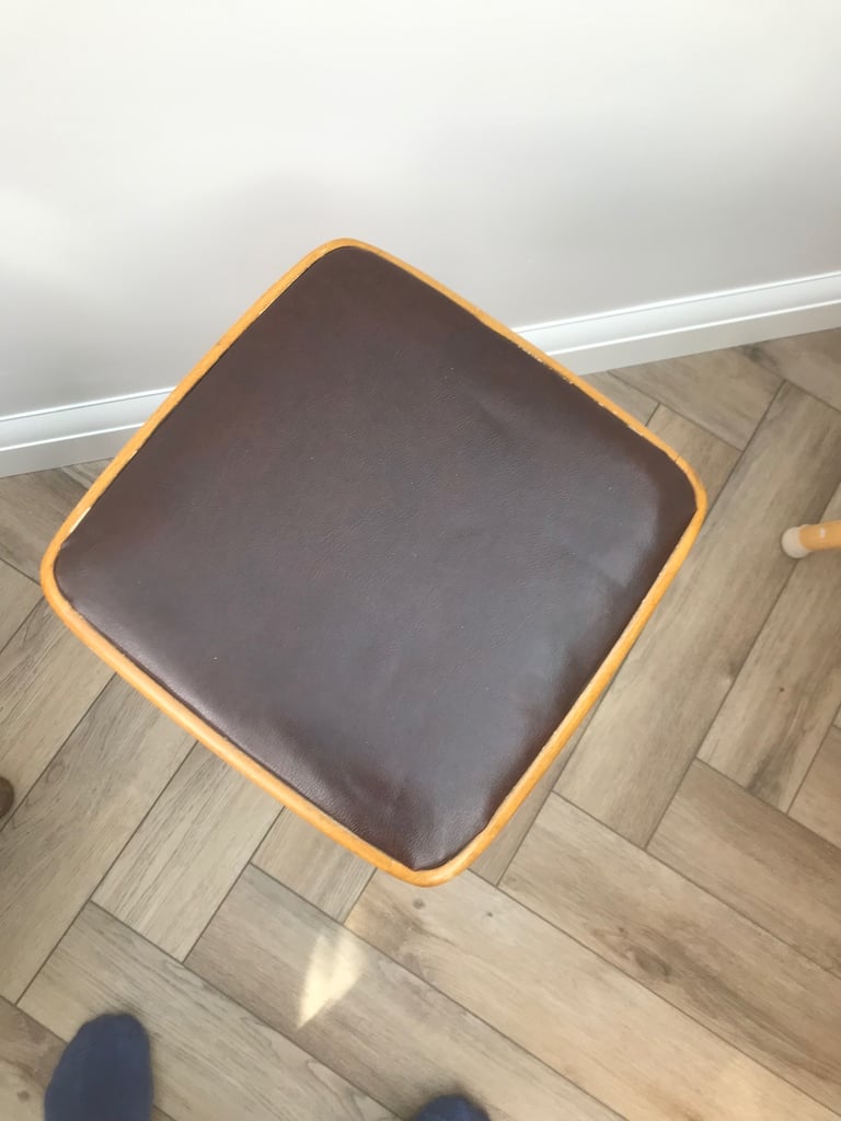 Vintage retro kitchen stool with vinyl top