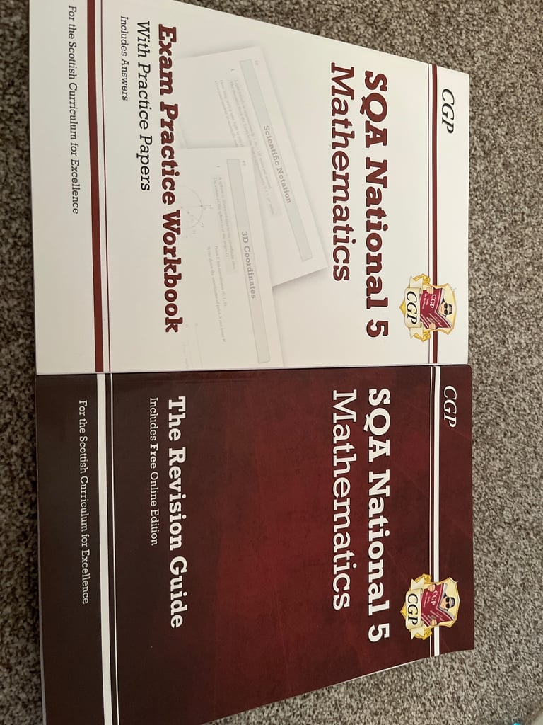 National 5 mathematics books (exam practice workbook and revision guide)