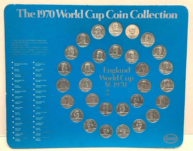 ESSO 1970 World Cup Complete Collection of 30 England Football Coins