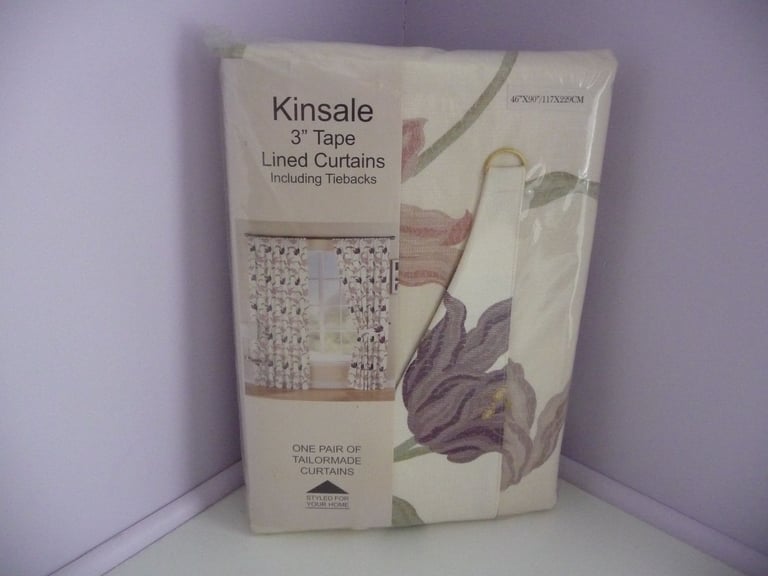 image for KINSALE TAILORMADE TAPE LINED CURTAINS - HEATHER PATTERN - TIEBACKS INCLUDED.