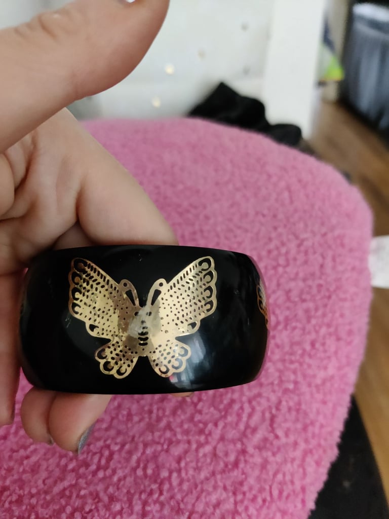 image for Vintage black butterfly bangle