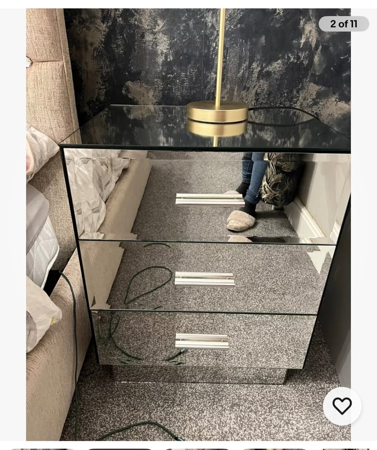 Next mirrored nightstand table set of 2 Venetian RRP £550
