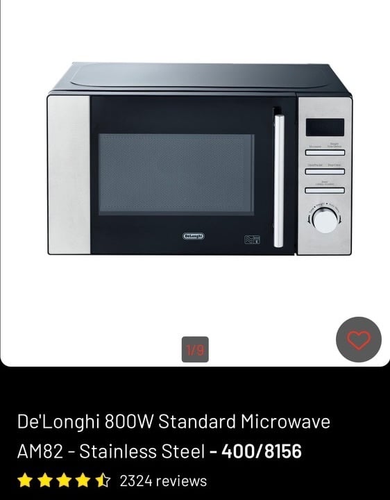 De'Longhi 800W Standard Microwave - Stainless Steel