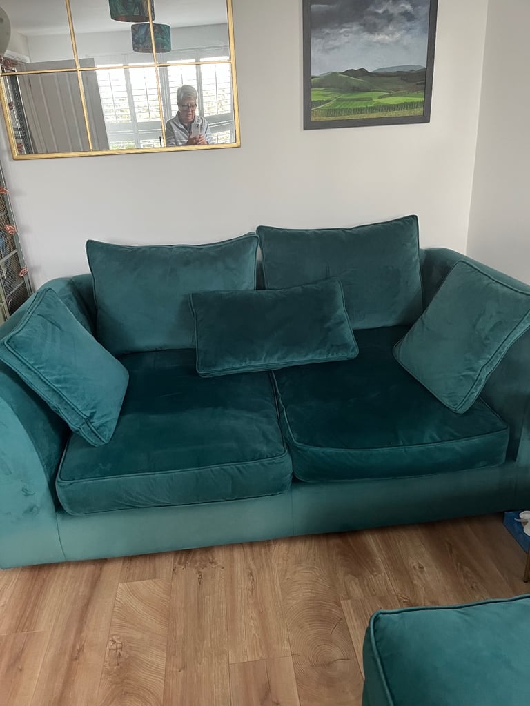 image for Barker and Stonehouse Harrington velvet sofas and footstool