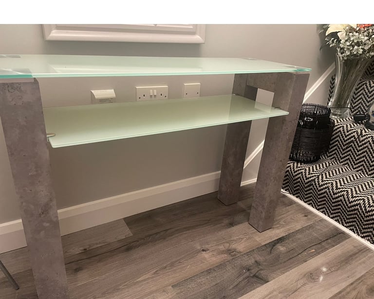 Stylish Grey Glass Console Table - As New Condition