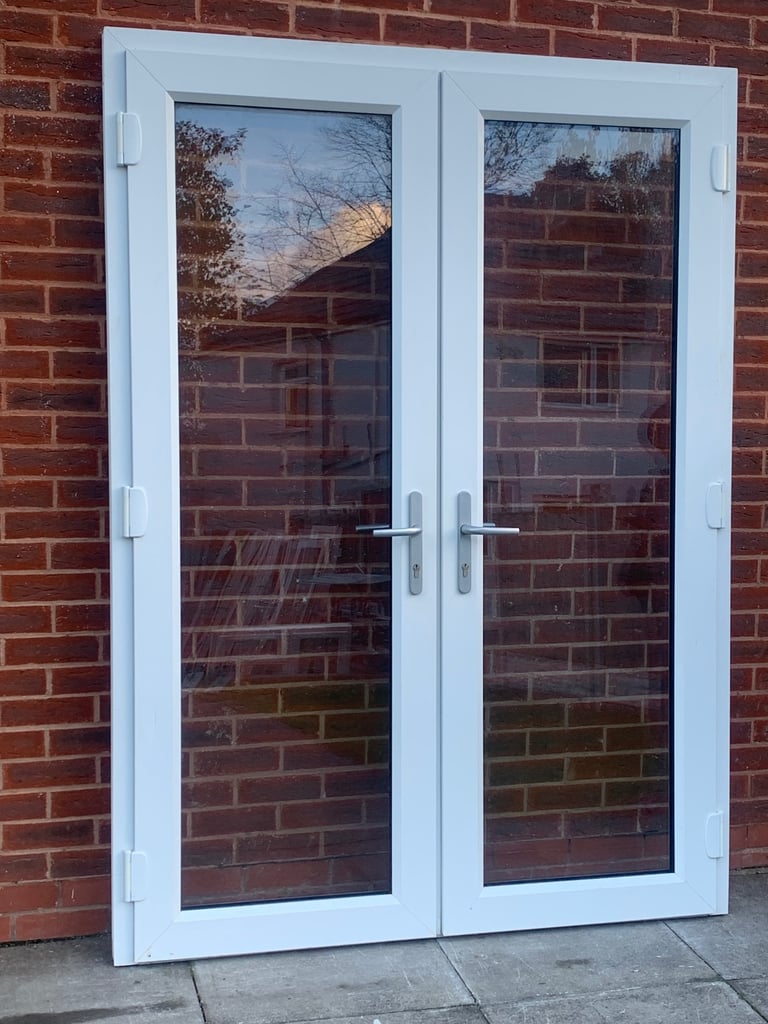 UPVC DOUBLE GLAZED FRENCH PATIO DOOR & KEYS 155.5cm WIDE 214cm HIGH Can Deliver