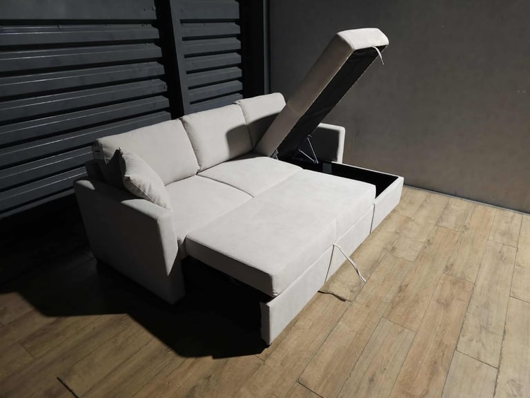 image for Unused Fabric Corner Sofa Bed - Natural.
