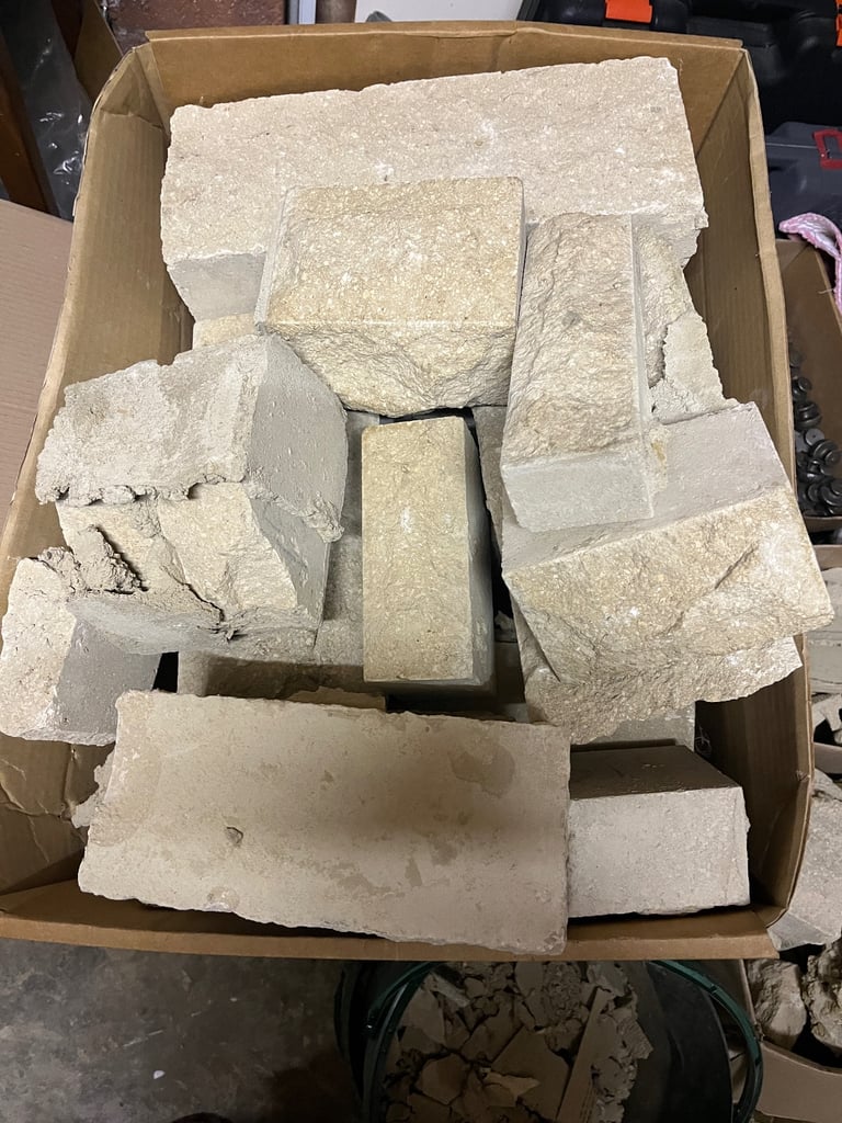 Decorative bricks from fireplace and corner unit