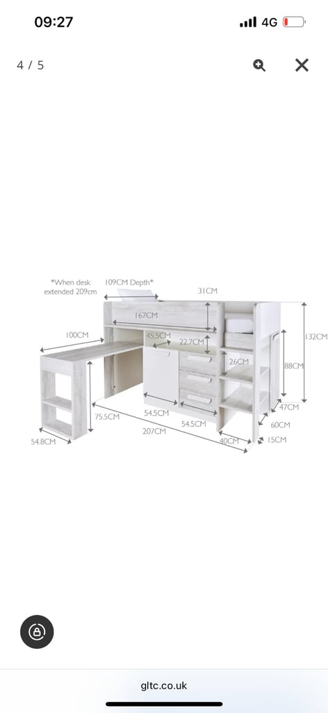 Cabin bed with desk 