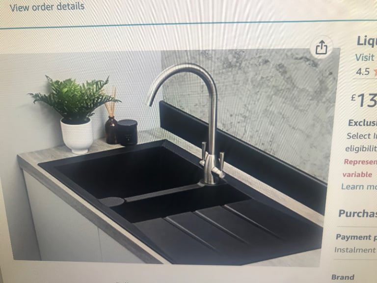Black double basin and drainer kitchen sink