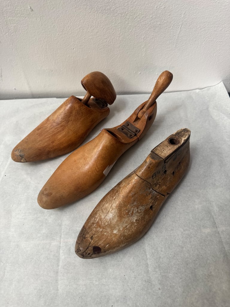 3 antique wooden shoe lasts shoe making cobler cordwainer designer vintage 