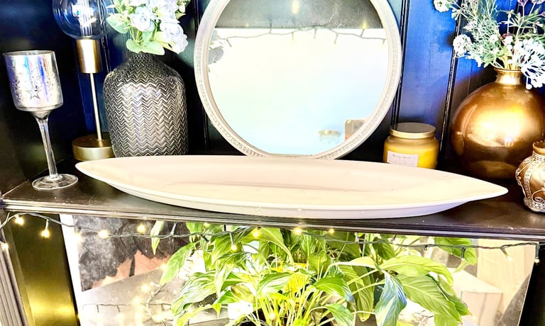 image for Very large Long white ceramic symphony serving tray 64x21cm