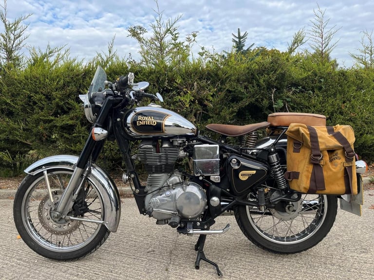 2015 15 ROYAL ENFIELD BULLET CLASSIC EFI MODERN RETRO CHROME  BLACK FI PANNIERS