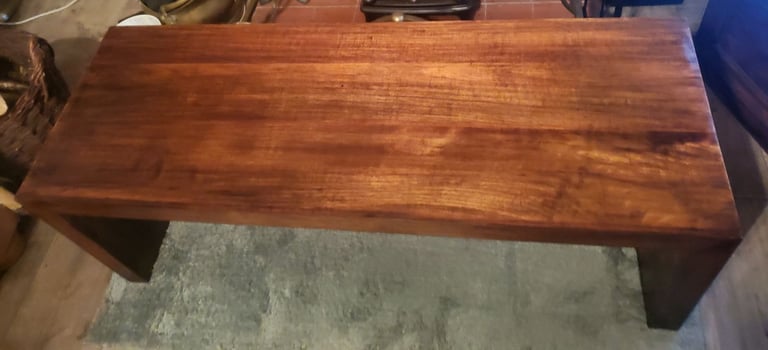 Chunky Indian Wood Coffee Table plus Two Side Tables That Can Sit Beneath. 