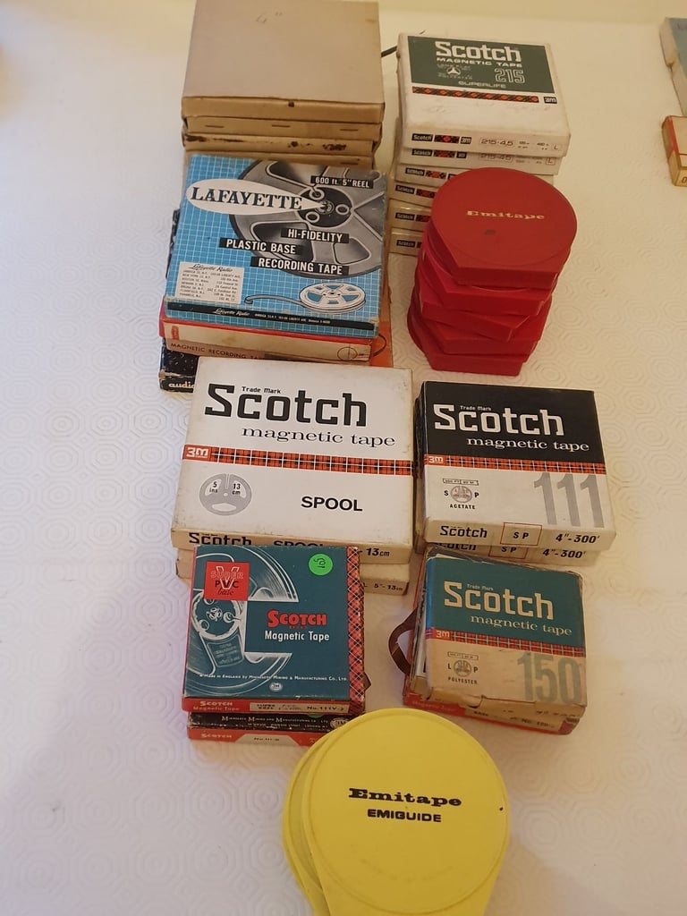 Mixed 24 + Reel to Real audio tapes, some boxed+empty spools in +outofboxes?