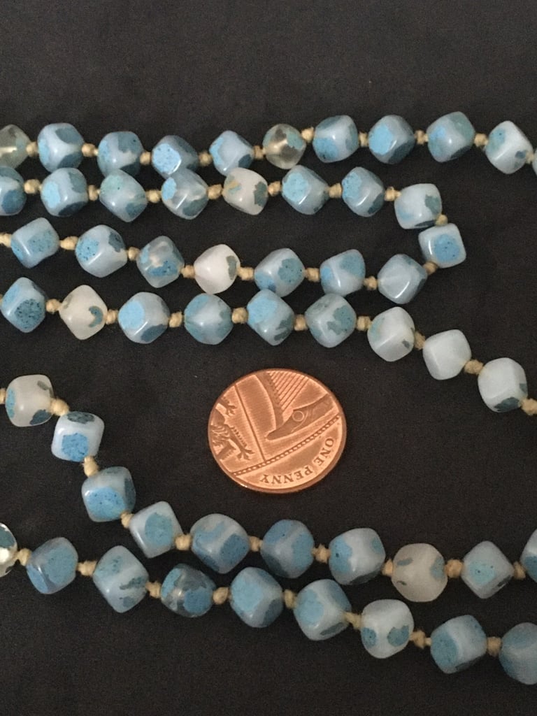 Knotted & Strung Beaded Necklace Vintage Rope Length 58” Inches