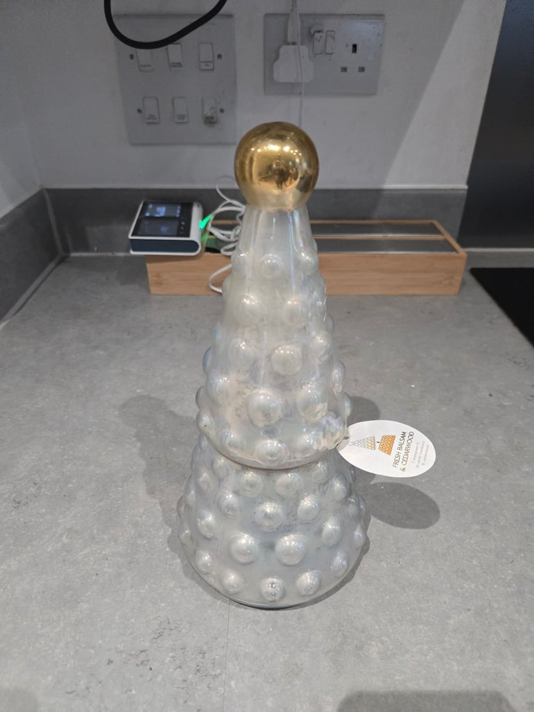 Fantastic christmas tree like checkered glass pumpkin decorative object 