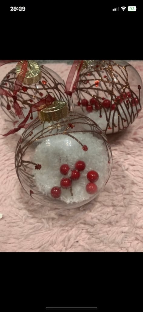 SET OF 3 LARGE RED/GOLD CHRISTMAS TREE BAUBLES 